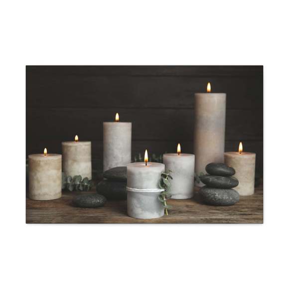 Composition with Burning Candles Forest Floral Nature Photography Canvas Wall Ar
